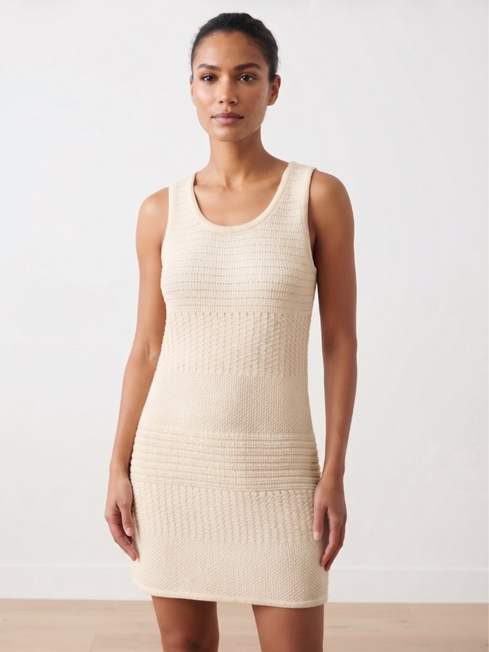 NWT French Connection Cream Textured Knit Tank Mini Dress - S- MSRP $128